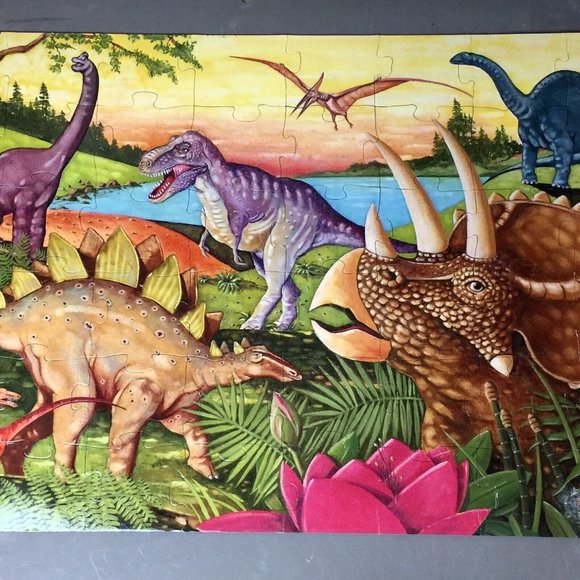 Dinosaurs Jumbo Floor Puzzle 48 Pcs 2x3 With Music & Activities CD Twin Sisters - Picture 7 of 7
